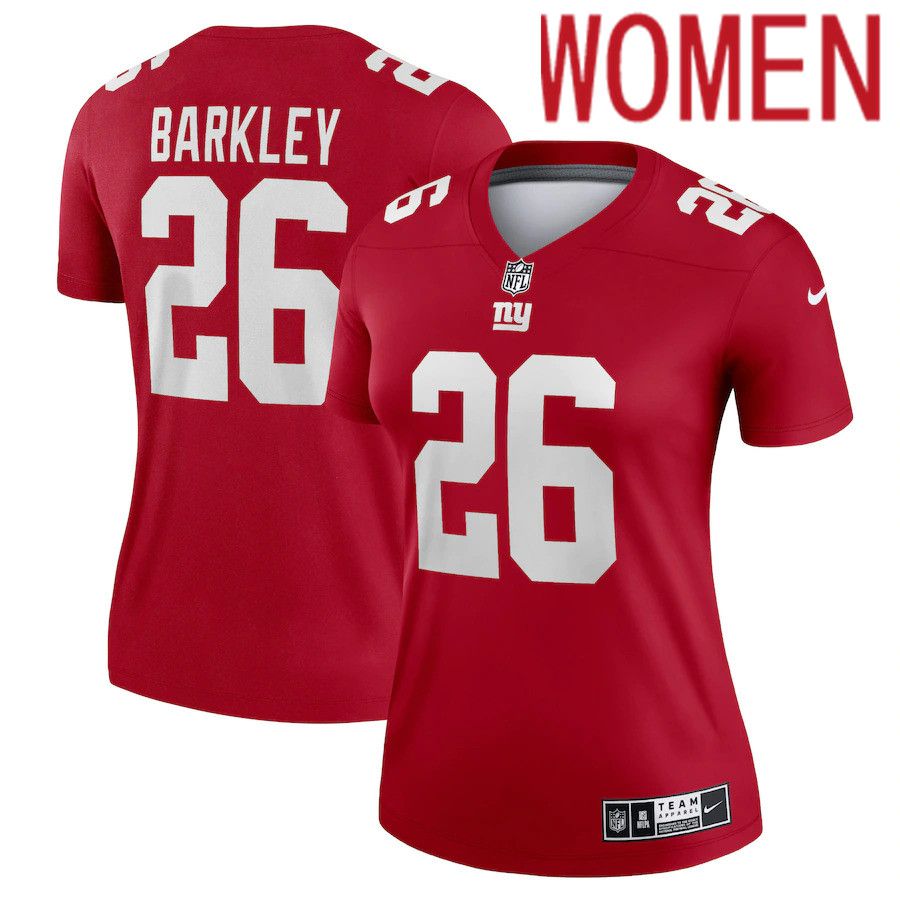 Women New York Giants #26 Saquon Barkley Nike Red Inverted Legend NFL Jersey->women nfl jersey->Women Jersey